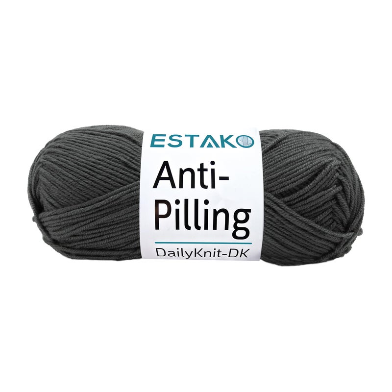Estako DailyKnit-DK - 100% Anti-Pilling Acrylic Yarn - Soft DK Light Weight #3 - (3.52 oz / 273 Yds) - for Knitting & Crocheting (80091 - Dark Grey) - Image 1