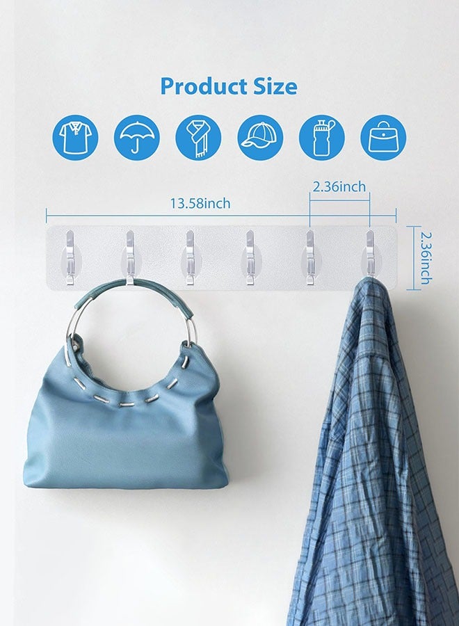 فلاي رود خطاطيف كبيرة للتعليق، خطافات كبيرة للتعليق، خطافات لاصقة لحامل المعاطف، ستة خطافات مزدوجة شديدة التحمل، خطافات لاصقة، خطافات قابلة للإزالة وإعادة الاستخدام لتعليق الأدوات المساعدة المطبخ الحمام غرفة النوم غرفة النوم تحسين المنزل الداخلي، شفاف - Image 2