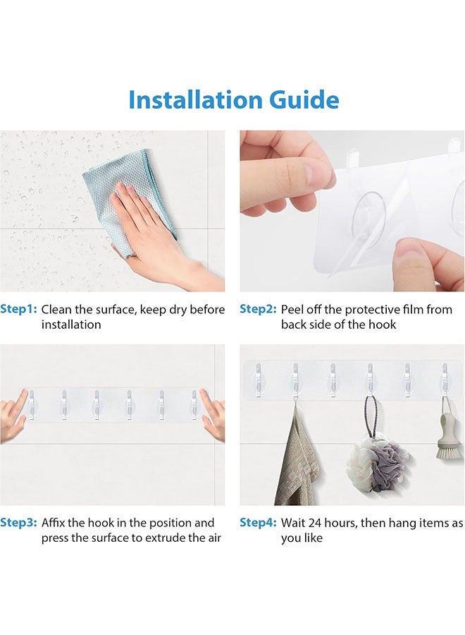 فلاي رود خطاطيف كبيرة للتعليق، خطافات كبيرة للتعليق، خطافات لاصقة لحامل المعاطف، ستة خطافات مزدوجة شديدة التحمل، خطافات لاصقة، خطافات قابلة للإزالة وإعادة الاستخدام لتعليق الأدوات المساعدة المطبخ الحمام غرفة النوم غرفة النوم تحسين المنزل الداخلي، شفاف - Image 5