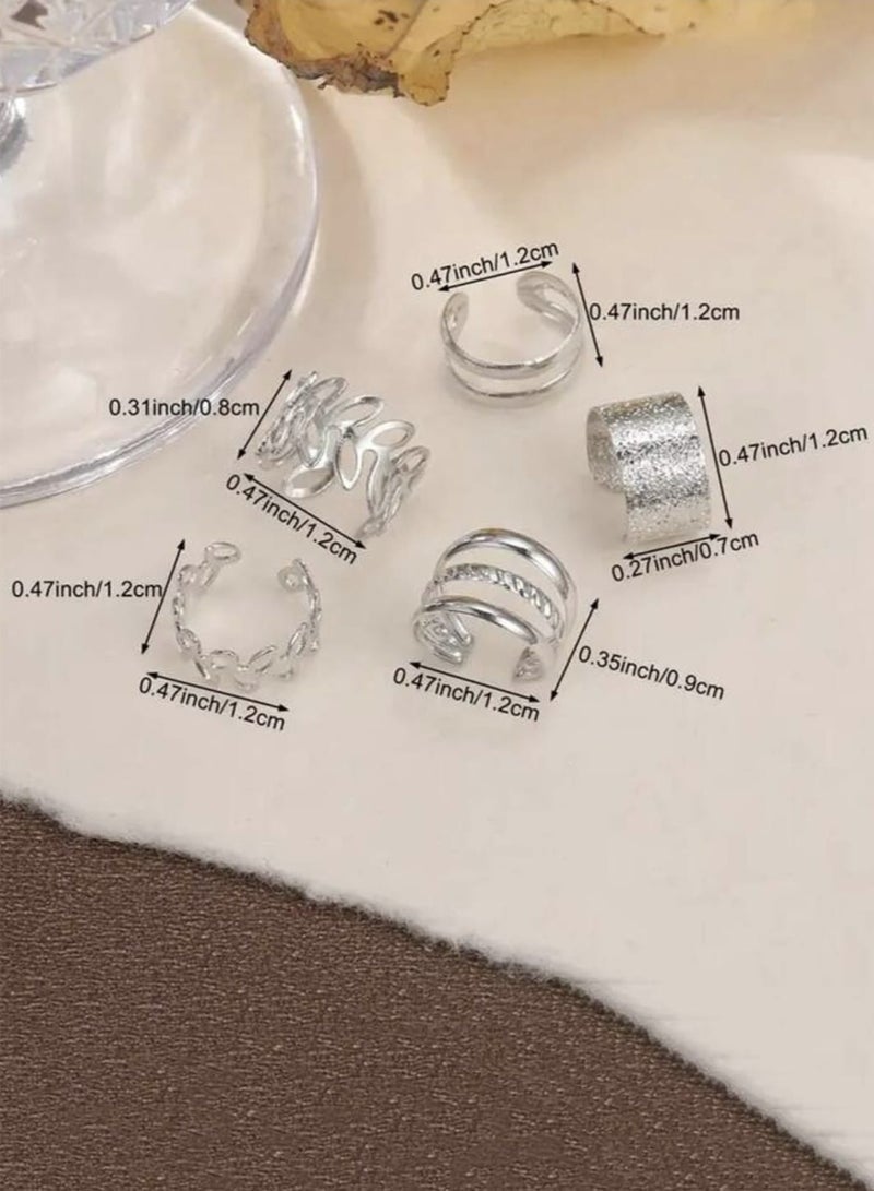 يوجا اقراط اذن وهمية بدون ثقوب مجموعة من 5 قطع تصميميات مختلفة مشبك أذن اقراط - Image 4