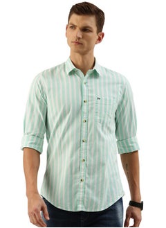 Peter England Peter England Men's Slim Fit Shirt (PCSFSSLFY88671_Aqua  - Image 1