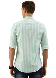 Peter England Peter England Men's Slim Fit Shirt (PCSFSSLFY88671_Aqua  - Image 5