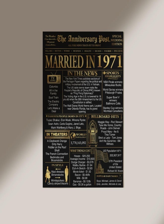 Stuff4 ملصق الذكرى السنوية الخامسة والخمسين من Stuff4 Gold بدون إطار - صحيفة "الزواج الذهبي عام 1971" - هدية تذكارية للذكرى السنوية الخامسة والخمسين للزواج للرجال والنساء، إصدار قديم يعود لعام 1971، مقاس 8×10 بوصة. - Image 4