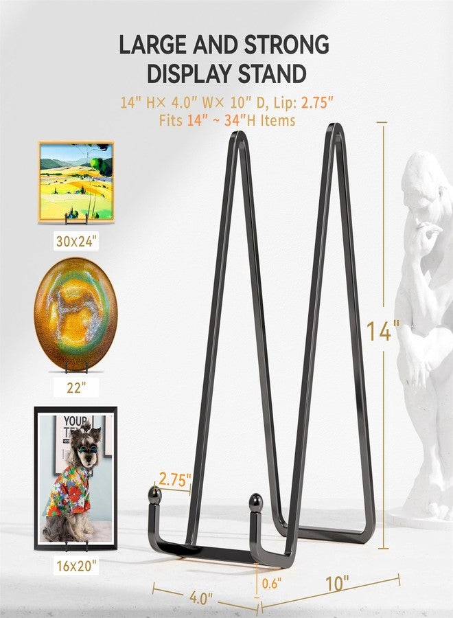 IPAME 14 Inch Heavy Duty Plate Stand (2 Pack) - Metal Display Easel for Large Plates, Platters, Picture Frames, Plaques, Signs and Posters - Image 3