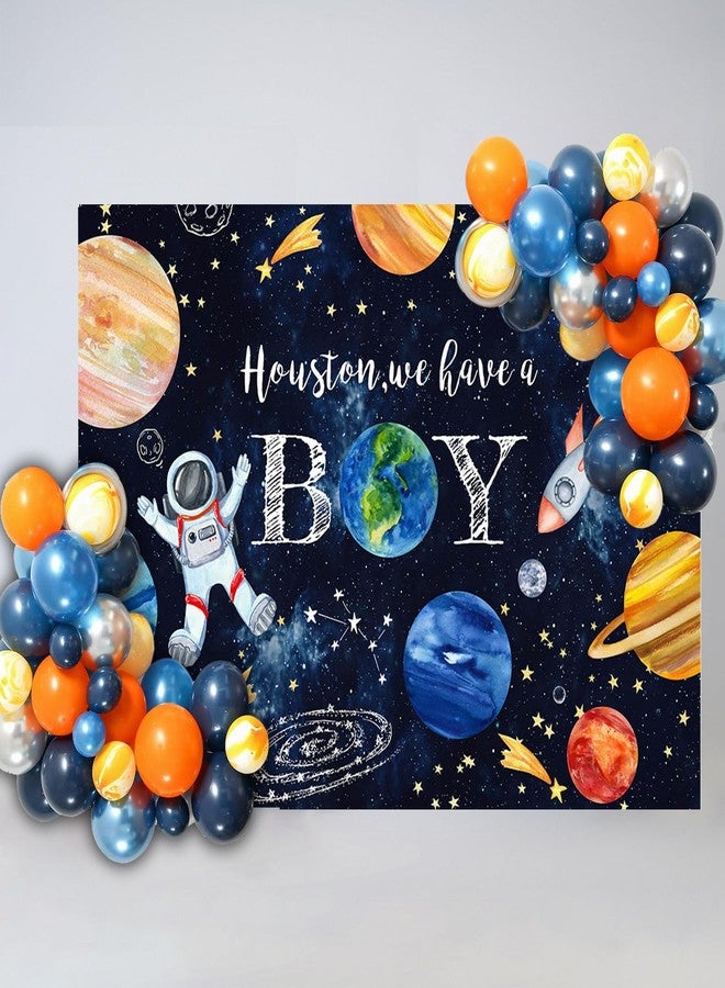 Mocsicka Space Baby Shower Backdrop Out Space Galaxy Planets Astronaut Baby Shower Background for Photography Houston We Have a Boy Party Cake Table Decoration Banner (7x5ft (82x60 inch)) - Image 3