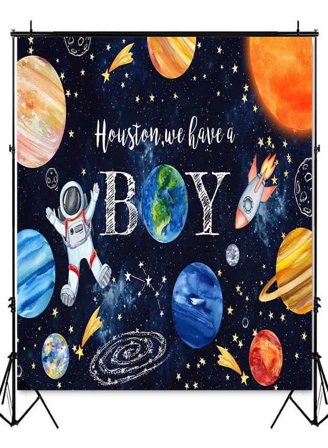 Mocsicka Space Baby Shower Backdrop Out Space Galaxy Planets Astronaut Baby Shower Background for Photography Houston We Have a Boy Party Cake Table Decoration Banner (7x5ft (82x60 inch)) - Image 5