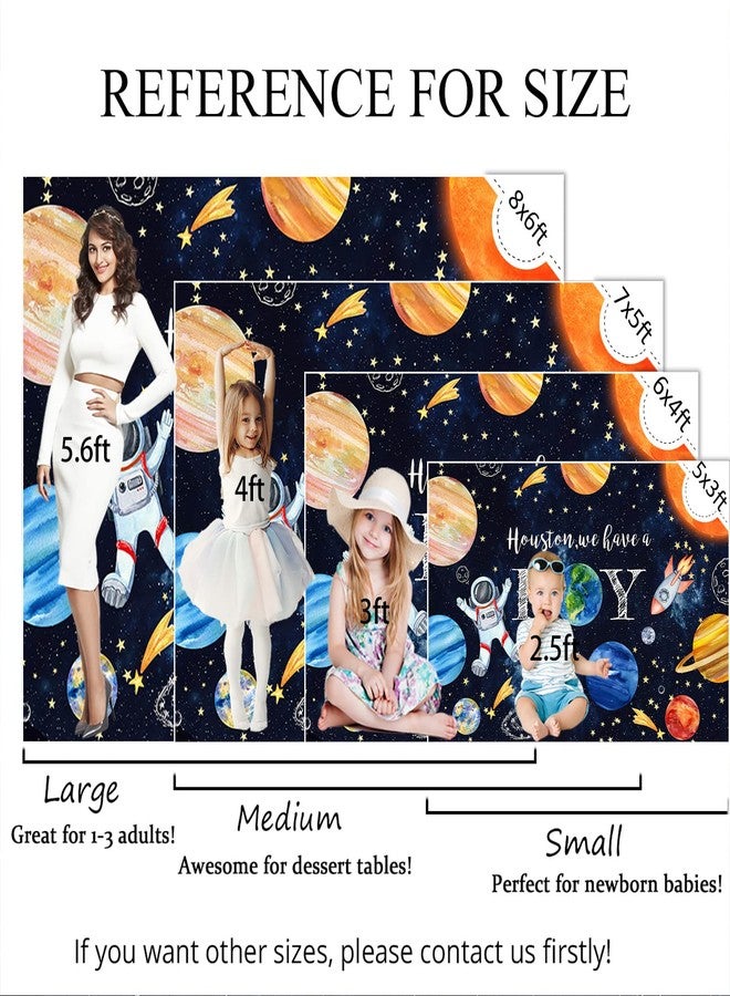 Mocsicka Space Baby Shower Backdrop Out Space Galaxy Planets Astronaut Baby Shower Background for Photography Houston We Have a Boy Party Cake Table Decoration Banner (7x5ft (82x60 inch)) - Image 4