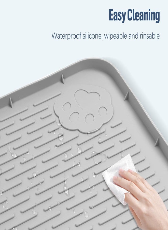 Bartuke Pee Pad Holder for Dogs, 50" x 35" Silicone Pee Tray Mat Leak-Proof, High Edge, No Spill Pet Pad Holder for Puppy, Cat, Rabbit, Training Pads for Floor Protection, No Pee Pads (Light Grey) - Image 5