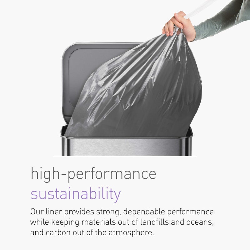 simplehuman سيمبلهومن كود Q 80 عدد، بطانات أودورسورب الأصلية ذات المقاس المخصص، أكياس قمامة برباط لامتصاص الروائح في عبوات موزعة، 50-65 لتر / 13-17 جالون - Image 4