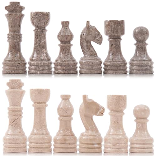 MARBLE RANGE Marble Chess Pieces 35 Inch King Handmade Oceanic and Verona 32 Chess Figures for Board Games Suitable for Travel Games Fathers Day - Image 1