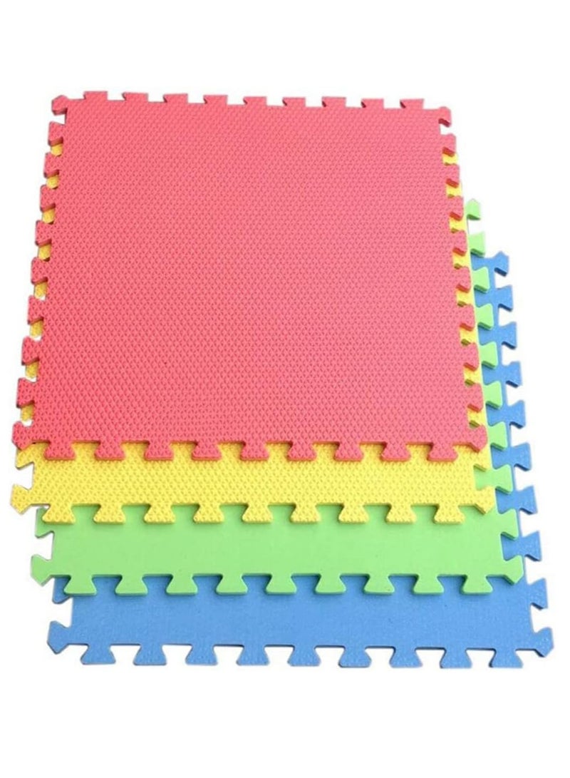 ECVV 4 PACK Interlocking EVA Foam Floor Play Mat for Home Gym, Yoga Mat 60 x 60cm, Puzzle Exercise Floor Mat, Workout Equipment, or Child's Play Surface - Set of 4, Multicolor - Image 1