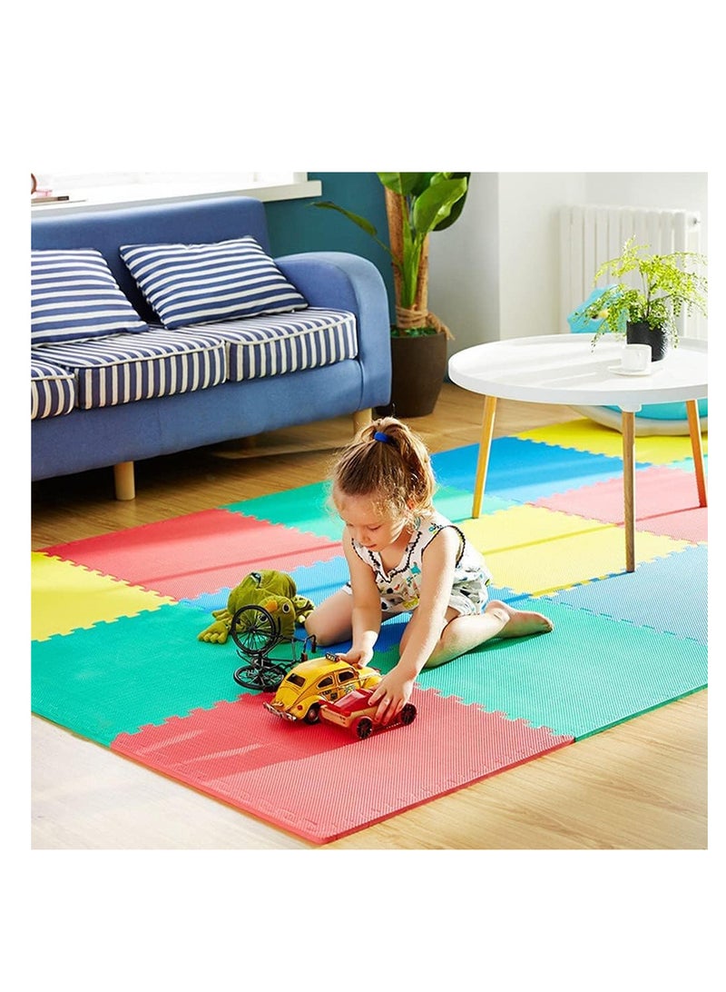 ECVV 4 PACK Interlocking EVA Foam Floor Play Mat for Home Gym, Yoga Mat 60 x 60cm, Puzzle Exercise Floor Mat, Workout Equipment, or Child's Play Surface - Set of 4, Multicolor - Image 3
