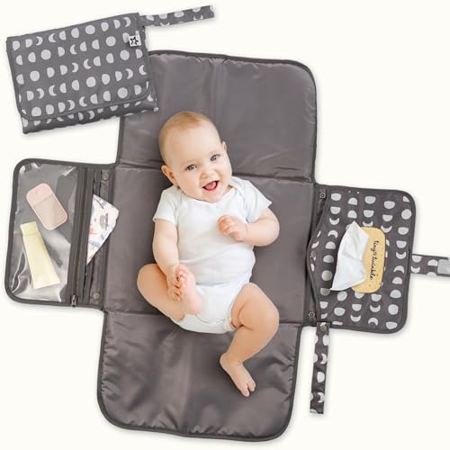 Tiny Twinkle Portable Diaper Changing Pad – Foldable, Waterproof & Compact Travel Changing Mat with Storage | Smart Wipes Pocket for On-The-Go Parents(Luna) - Image 2