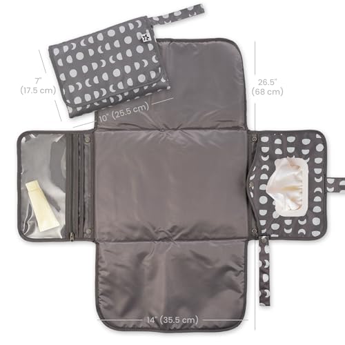 Tiny Twinkle Portable Diaper Changing Pad – Foldable, Waterproof & Compact Travel Changing Mat with Storage | Smart Wipes Pocket for On-The-Go Parents(Luna) - Image 3