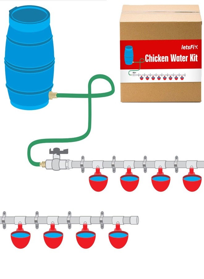 letsFix Automatic Chicken Watering System with 1/2" PVC Pipe & Hose Connector Kit, Leak-Proof and Easy-Assembly Chicken Drinker for Coops, Compatible with Water Tanks - Image 1