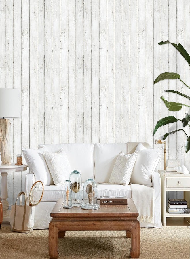 practicalWs 17.7''×393.7'' Wood Shiplap Peel and Stick Wallpaper, White Gray Wood Contact Paper for Cabinets and Drawers, Self Adhesive Faux Nature Wall Paper for Wall Covering Furniture Home Decor - Image 3