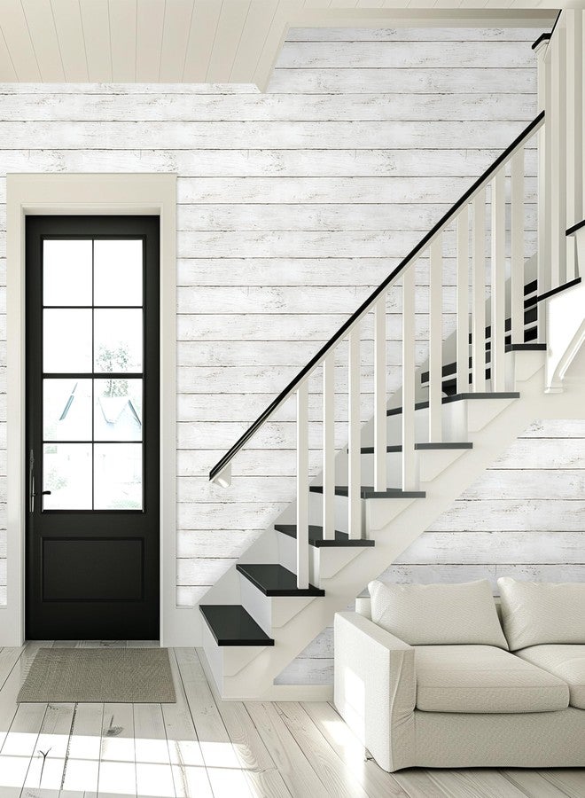 practicalWs 17.7''×393.7'' Wood Shiplap Peel and Stick Wallpaper, White Gray Wood Contact Paper for Cabinets and Drawers, Self Adhesive Faux Nature Wall Paper for Wall Covering Furniture Home Decor - Image 4