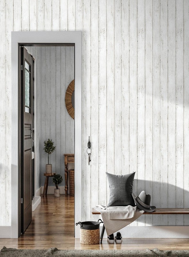 practicalWs 17.7''×393.7'' Wood Shiplap Peel and Stick Wallpaper, White Gray Wood Contact Paper for Cabinets and Drawers, Self Adhesive Faux Nature Wall Paper for Wall Covering Furniture Home Decor - Image 5