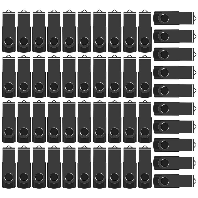 AreTop 50 Pack 2GB Bulk Flash Drives USB 20 Thumb Drive Swivel Jump Drive Memory Stick Bulk USB Drives 50 Pack 2GB Black - Image 2