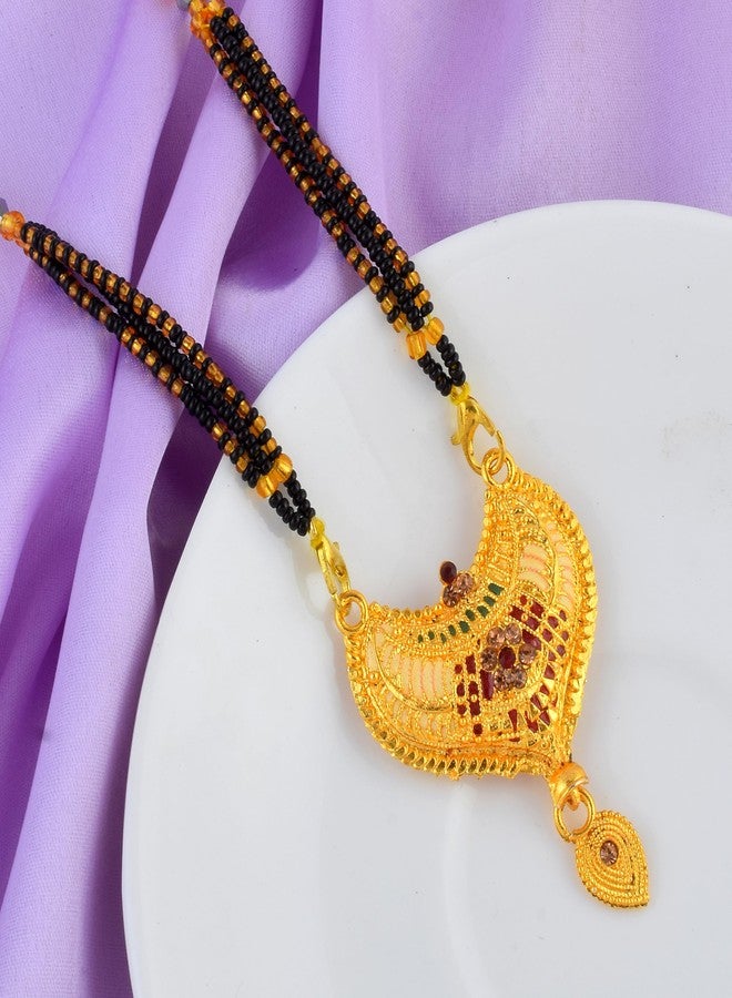DULCI Gold Plated Mangalsutra with Colorful Enamel and Red Stones Jewellery for Women - Image 4