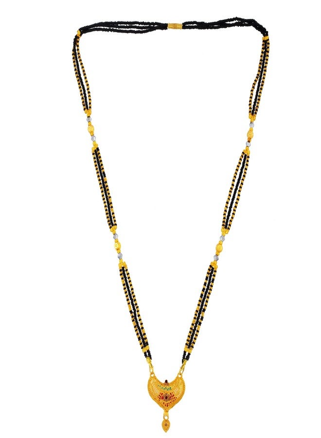 DULCI Gold Plated Mangalsutra with Colorful Enamel and Red Stones Jewellery for Women - Image 3