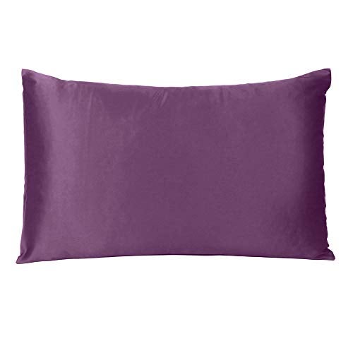 Oussum Satin Silk Pillowcase Pillow Case Covers with Envelop Closure for Hair and Skin Home Bed Decor Set of 2 Pillowcase Free 3 pcs scrunchies (Purple Passion, Queen) - Image 4