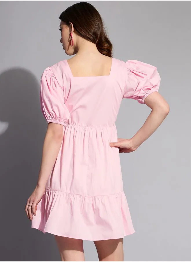 Freehand Women Regular Fit Casual Solid Babydoll Dress