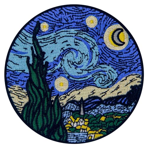 Rocking Planet The Starry Sky Patch Embroidered Applique Iron On Sew On Emblem Blue - Image 1