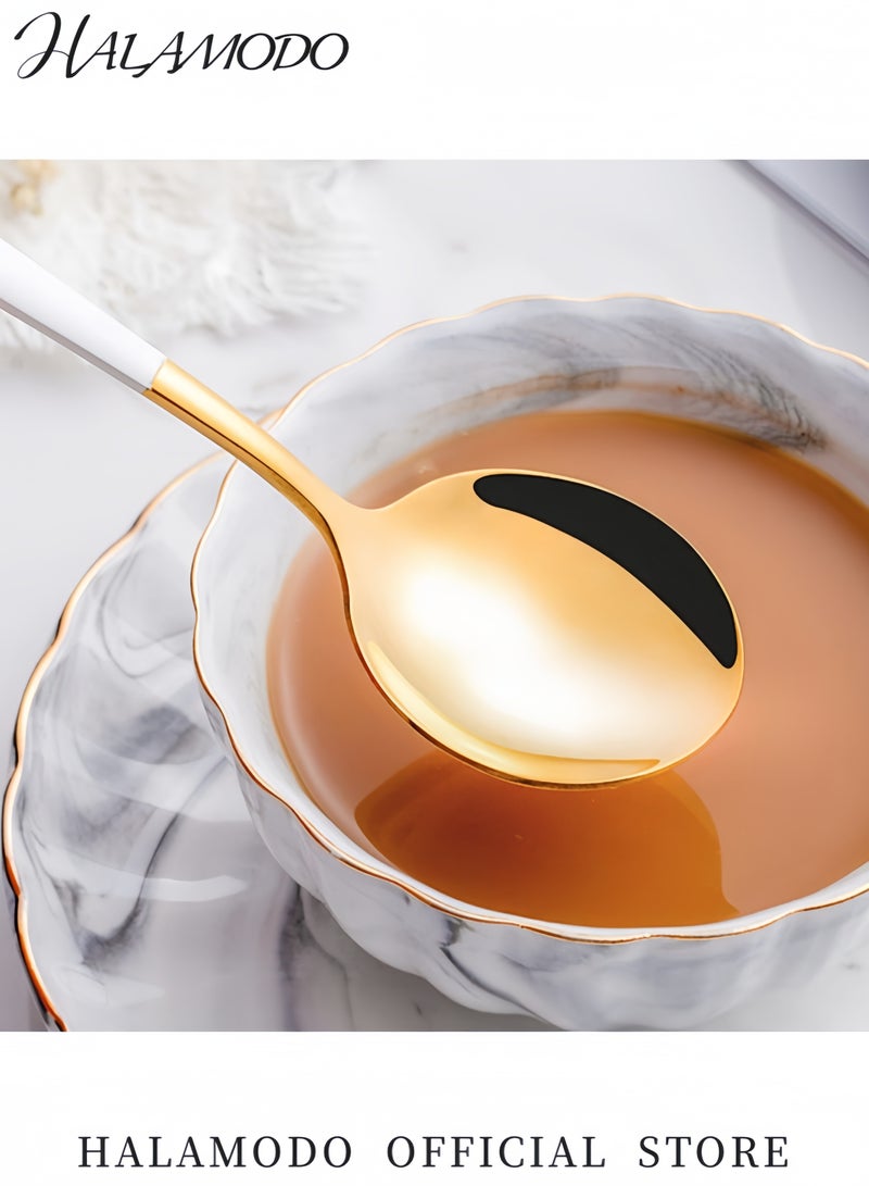 HALAMODO 4PCS Silverware Set Stainless Steel Flatware Cutlery Set Mirror Polished Tableware Cutlery Kitchen Utensils Set for Home Kitchen Restaurant Hotel,  Dishwasher Safe - Image 4