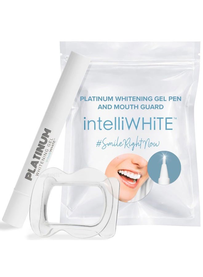 Intelliwhite قلم تبييض الأسنان بلاتينيوم من انتلي وايت وحارس الفم - علاج تبييض الأسنان، يزيل البقع، آمن للعدسات، أغطية الأسنان والتاج، غير سام، نباتي، خالي من القسوة والبارابين، صنع في الولايات المتحدة الأمريكية، 1ea - Image 1
