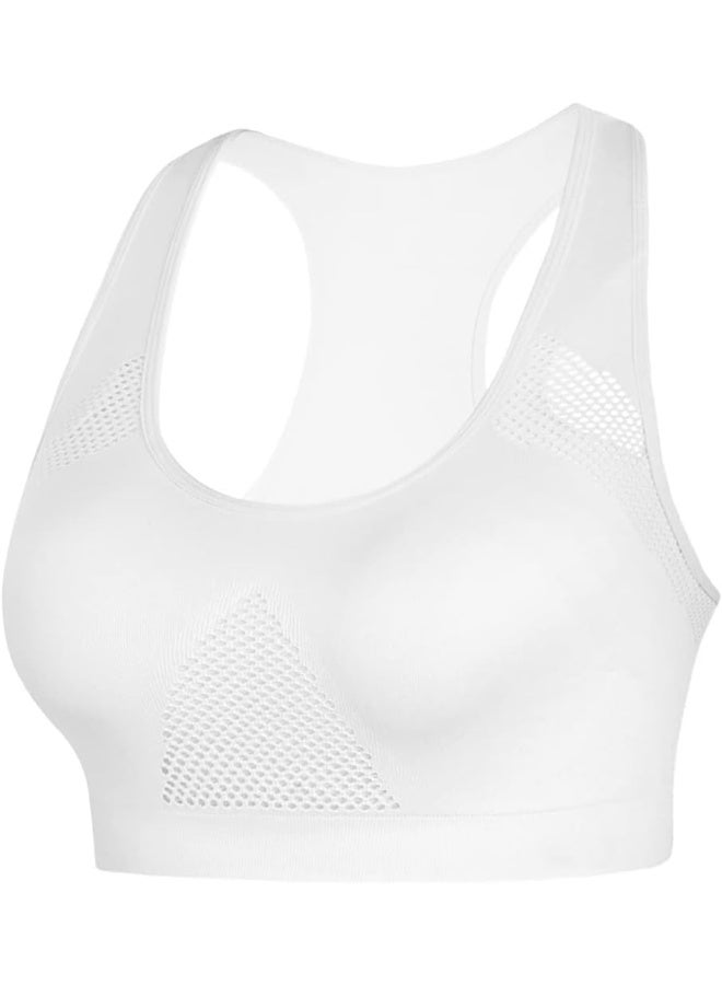 Rubik Sports Bra for Women, Padded Push Up Racerback Seamless High Impact Shockproof Quick Dry Bra for Yoga Gym Training Running Workout Fitness (X-Large, white) - Image 1