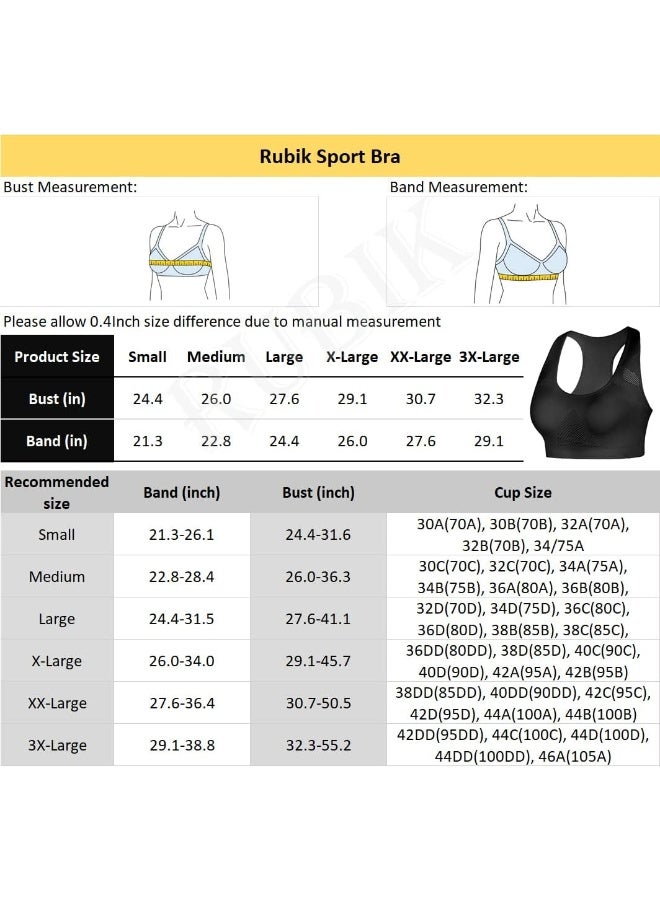 Rubik Sports Bra for Women, Padded Push Up Racerback Seamless High Impact Shockproof Quick Dry Bra for Yoga Gym Training Running Workout Fitness (X-Large, white) - Image 4