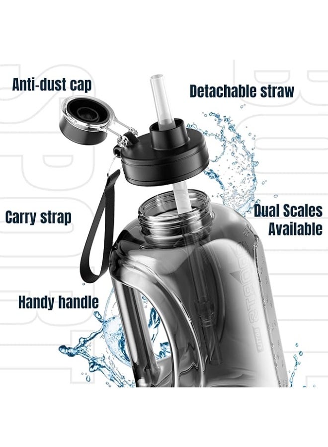 PTTIMFFM 2800ml Large Water Bottle with Straw and Time Marker, Reusable Jug with Handle & Strap, Leak Proof Sports Water Bottle for Gym, Fitness & Outdoor Use - Image 3
