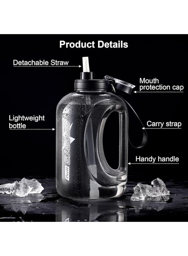 PTTIMFFM 2800ml Large Water Bottle with Straw and Time Marker, Reusable Jug with Handle & Strap, Leak Proof Sports Water Bottle for Gym, Fitness & Outdoor Use - Image 2