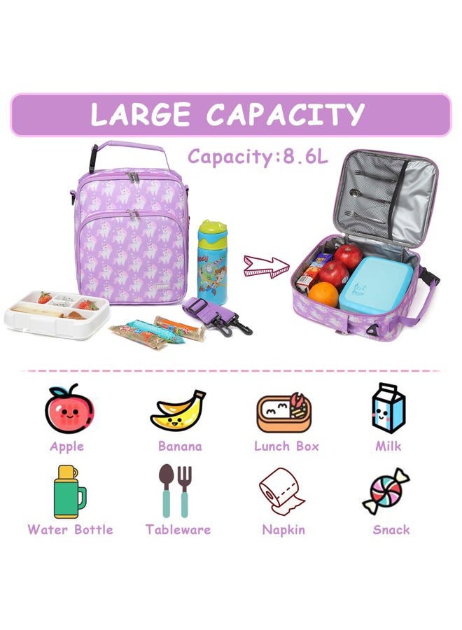 Vaschy Cute Children's Insulated Lunch Bag, 5.5 L Waterproof Lightweight Lunch Bag with Front Pocket and Removable Shoulder Strap Unicorn - Image 3
