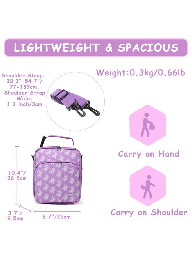 Vaschy Cute Children's Insulated Lunch Bag, 5.5 L Waterproof Lightweight Lunch Bag with Front Pocket and Removable Shoulder Strap Unicorn - Image 2