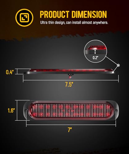 Partsam 2Pcs 7.5 inch Aluminum Housing Red 24LEDs Trailer Stop Brake Turn Signal Tail Light, Surface Mount Marker Lights of Trailer Truck Tractor RV Pickup Golf Cart, IP67 Waterproof - Image 5