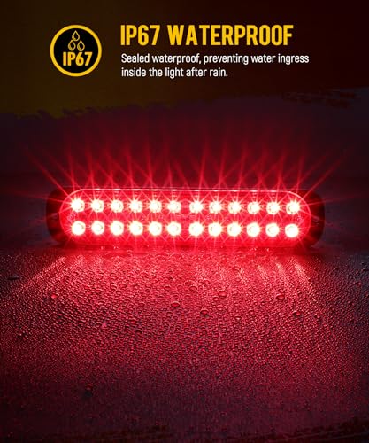 Partsam 2Pcs 7.5 inch Aluminum Housing Red 24LEDs Trailer Stop Brake Turn Signal Tail Light, Surface Mount Marker Lights of Trailer Truck Tractor RV Pickup Golf Cart, IP67 Waterproof - Image 4