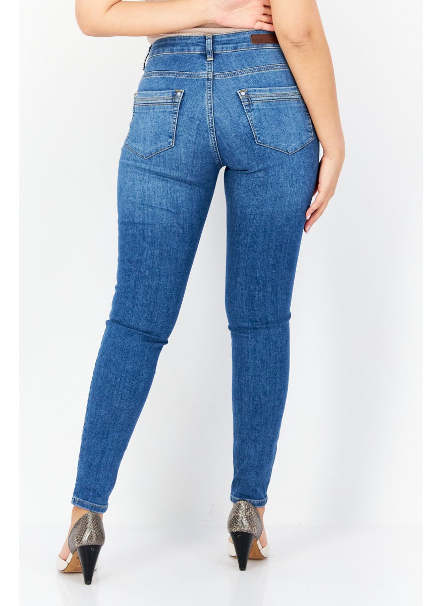 Zero Women Regular Fit Stretchable Washed Denim Jeans, Blue  - Image 4