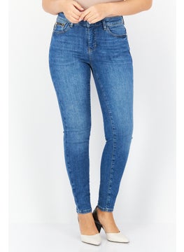 Zero Women Regular Fit Stretchable Washed Denim Jeans, Blue  - Image 1