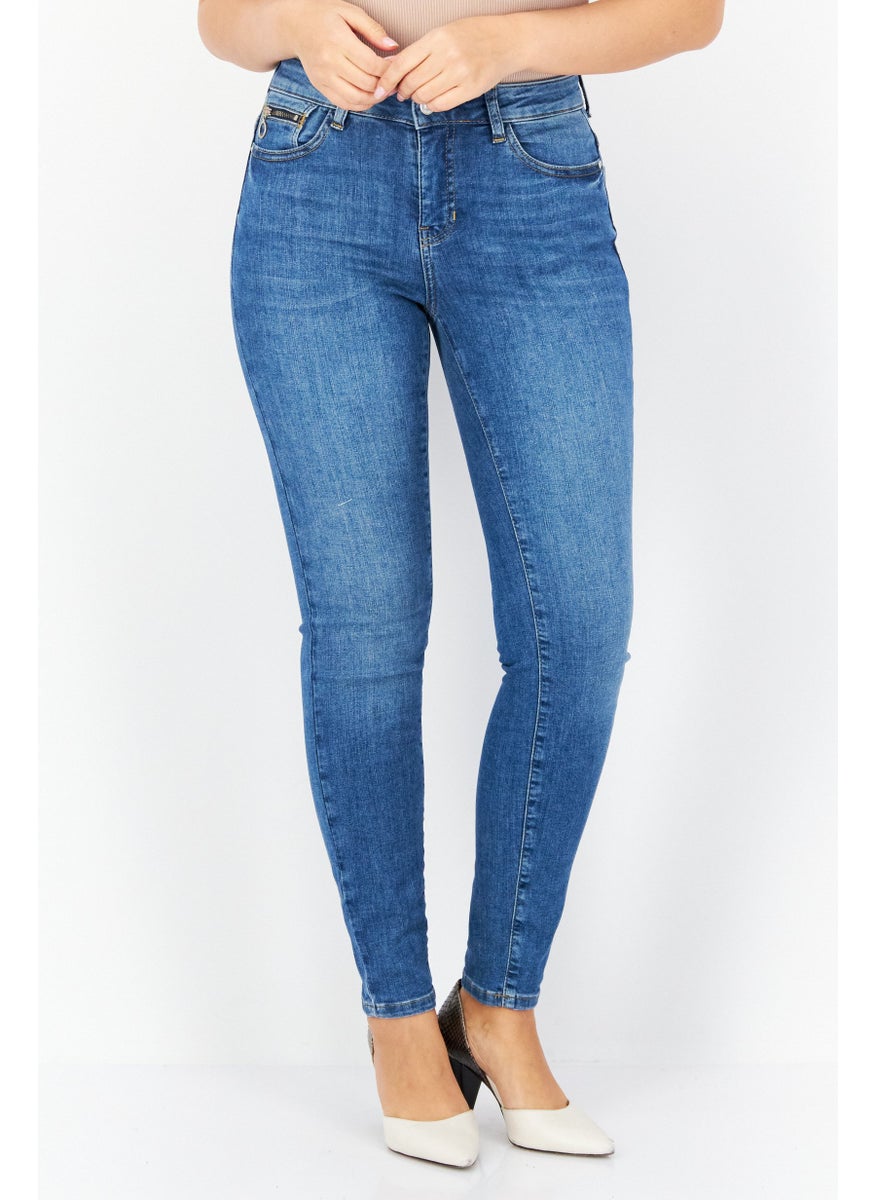 Zero Women Regular Fit Stretchable Washed Denim Jeans, Blue  - Image 1