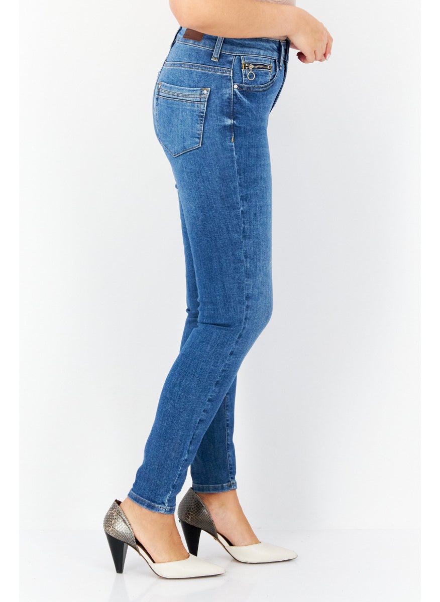 Zero Women Regular Fit Stretchable Washed Denim Jeans, Blue  - Image 3