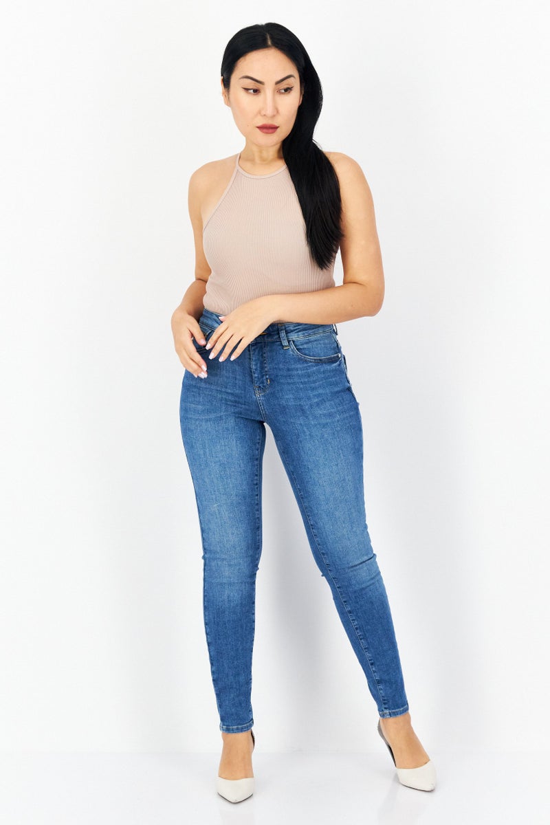 Zero Women Regular Fit Stretchable Washed Denim Jeans, Blue - Image 2