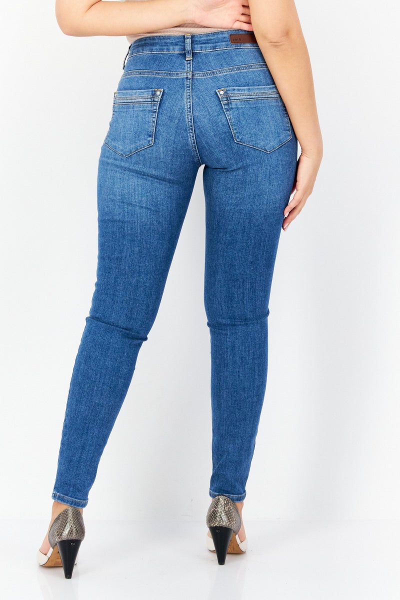 Zero Women Regular Fit Stretchable Washed Denim Jeans, Blue - Image 4