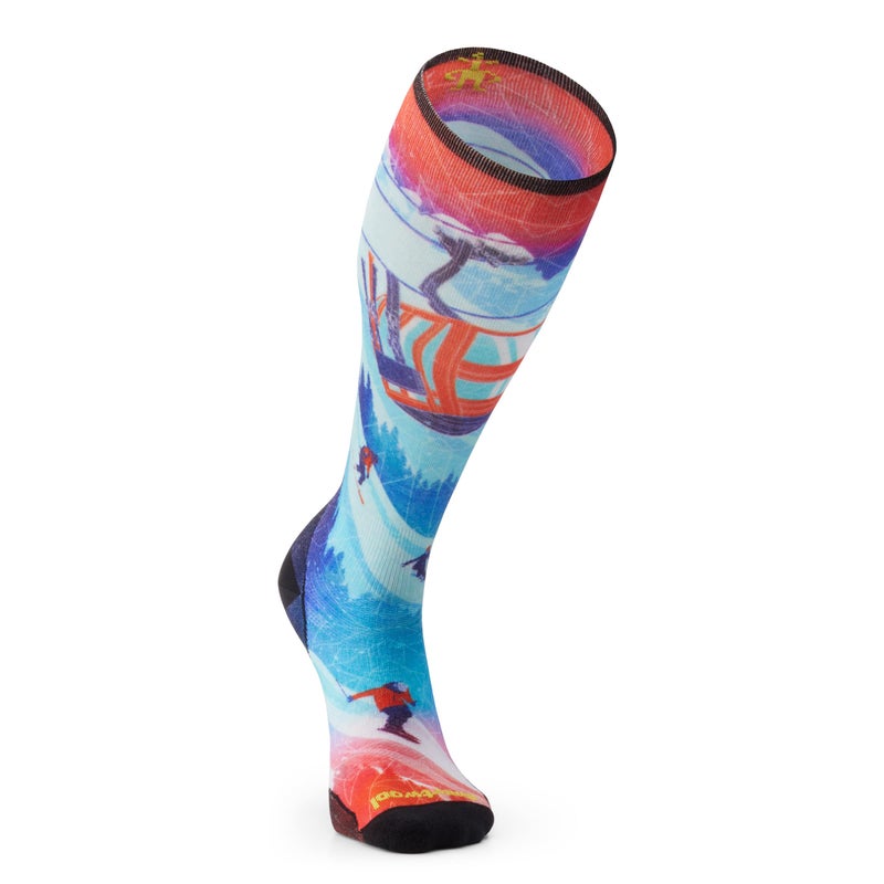 Smartwool Ski Zero Cushion Merino Wool Over the Calf Ski Day Print Socks for Men and Women, Laguna Blue, Medium - Image 3
