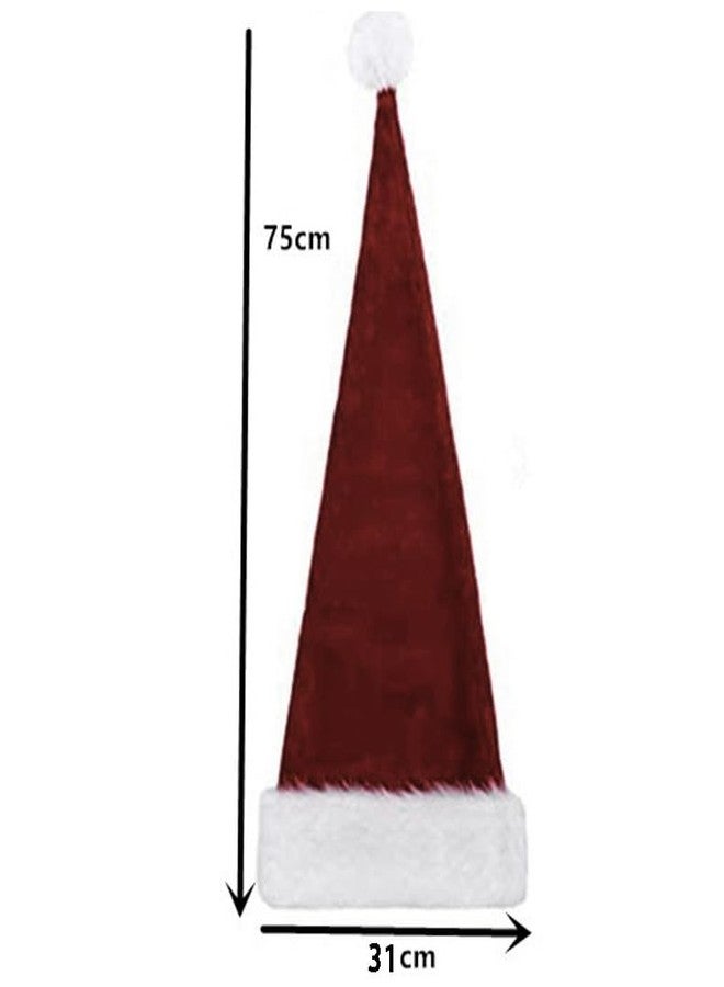 YYCRAFT Long Burgundy Santa Hat Deluxe Christmas Hat for Adults Unisex New Year Festive Party Christmas Supplies 1 pack - Image 4