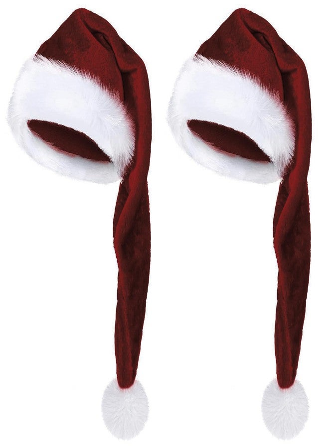 YYCRAFT Long Burgundy Santa Hat Deluxe Christmas Hat for Adults Unisex New Year Festive Party Christmas Supplies 1 pack - Image 5