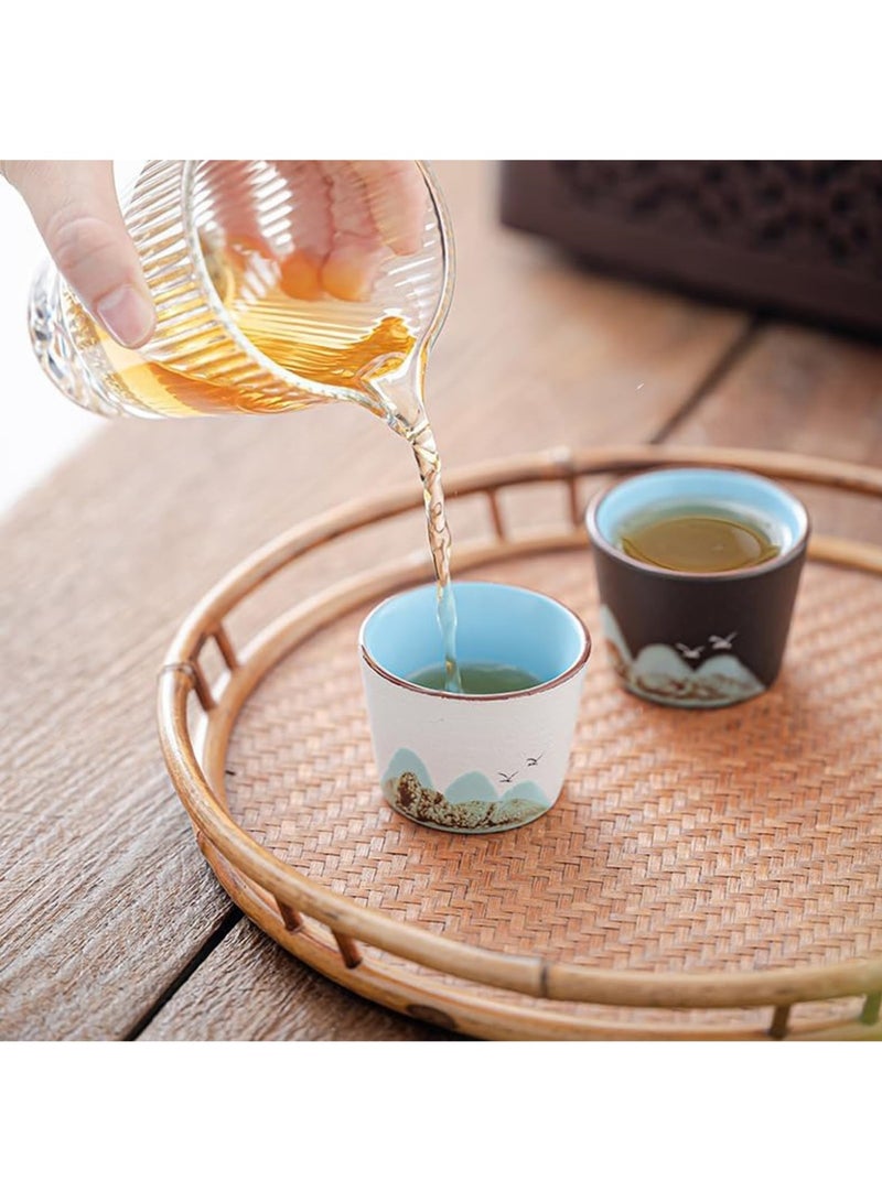 JINFANLI Handmade Chinese Ceramic Tea Cups Set of 5 – Elegant Landscape Design,Retro Tea & ceramic tea cup,Durable High-Temperature Ceramic,Ideal Gift - Image 4