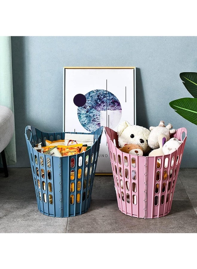 PYC Large Collapsible Clothes Hamper, Folding Laundry Hamper, Foldable Clothes Laundry Basket Hamper High Capacity, Plastic Storage Laundry Box with Dual Handles, Toys Organizer Storage Bin Blue - Image 2