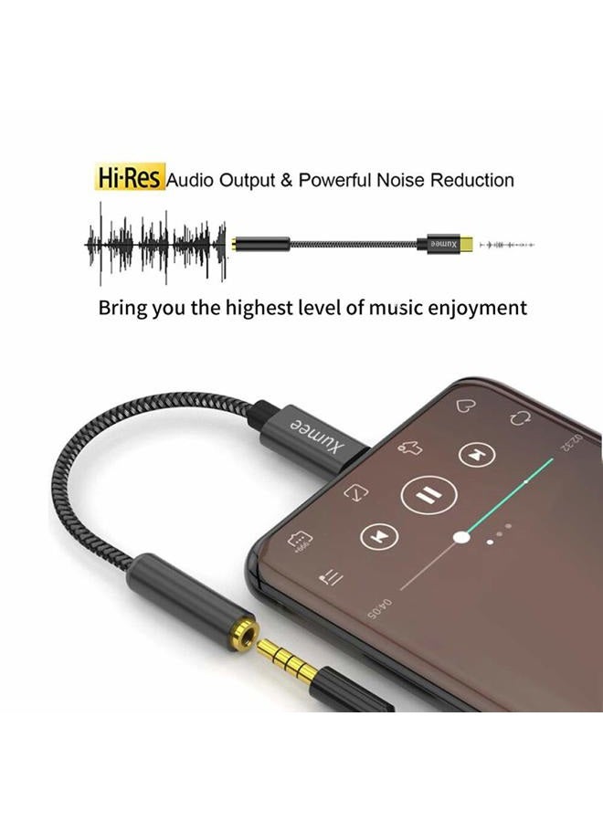 Xumee USB C to 3.5mm Headphone Adapter - USB Type C to AUX Audio Jack Hi-Res DAC Dongle Cable Cord Compatible with iPhone 15 Pro Max, Samsung Galaxy S24 S23 S22 S21 FE Ultra S20+ Plus - Image 3